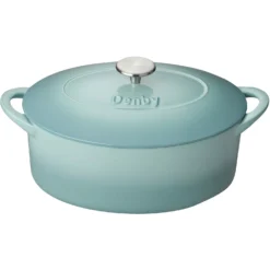 Denby Pavilion Gusseisentopf Oval Ø28 Cm, Hellblau