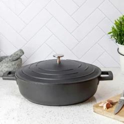 Kitchen Craft MasterClass Niedrige Kasserolle 4 L, Schwarz -Deutschland Koch Magier Verkaufs-Shop kitchen craft masterclass low casserole 4 l 8