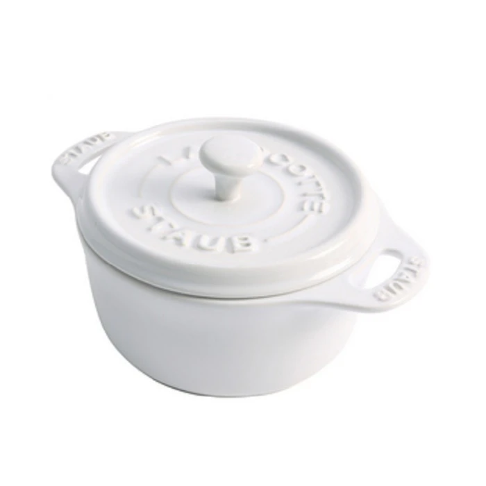 Staub Round Ceramic Casserole 20 Cl, White 3 Staub Round Ceramic Casserole 20 Cl, White